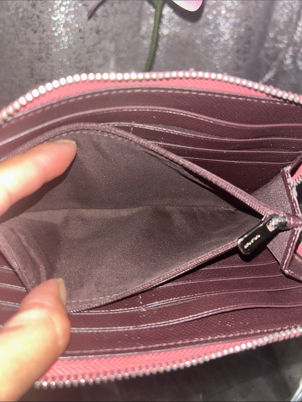 COACH Accordion Zip Wallet in Metallic Pink with Front Pocket - Picture 8 of 12